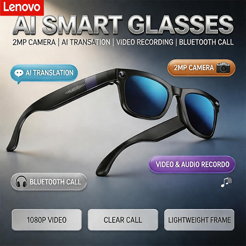 Audio Music Videos - Lenovo AI Bluetooth Akıllı Gözlük, 2MP