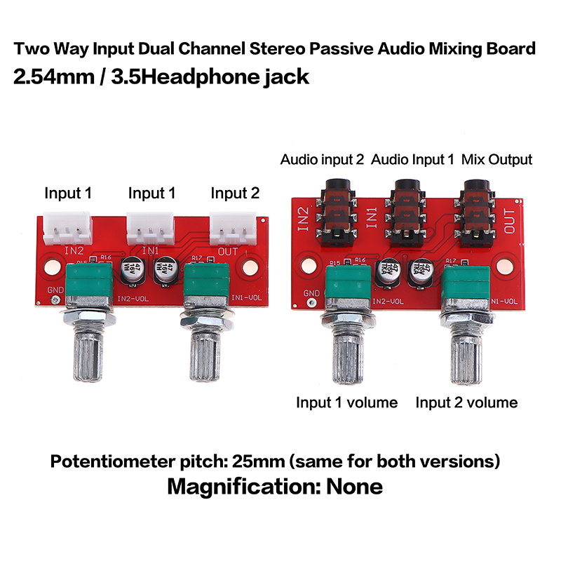Audio Music Mixer - 1 Adet Çift Kanallı Stereo Pasif