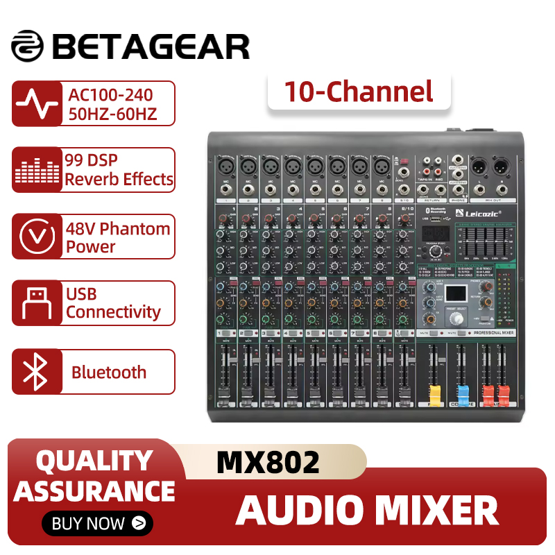 Audio Music Equalizer - Leicozic Karıştırma Konsolu MX802 10 Kanal