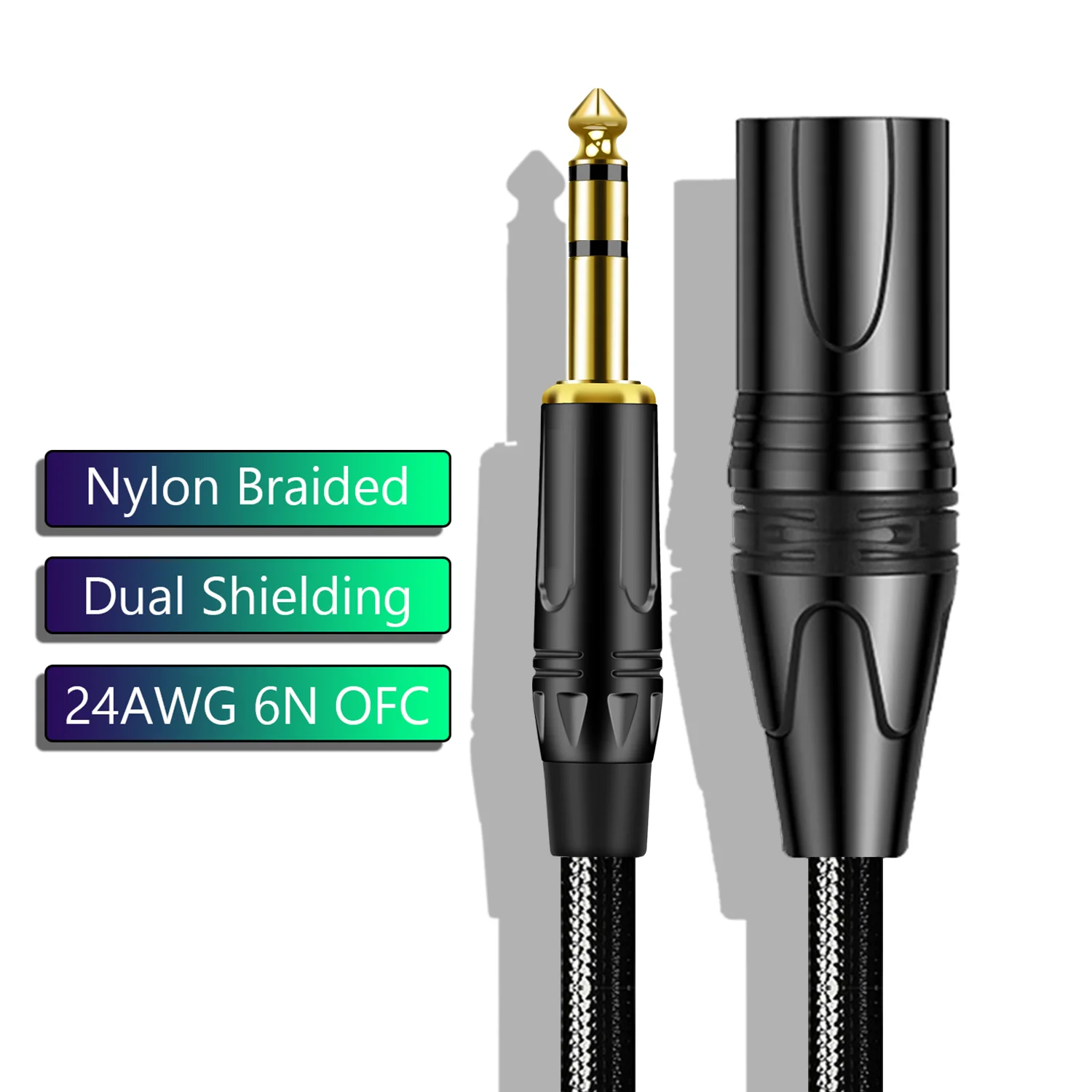 Audio Music Mixer - XLR erkek 6.35mm TRS dengeli kablo