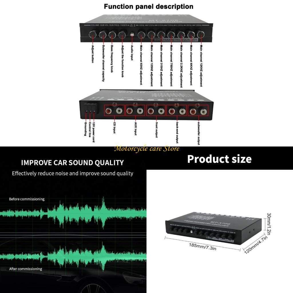 Audio Music Equalizer - Yenilikçi 7 Bantlı Araç Stereo Ekolayzırı,