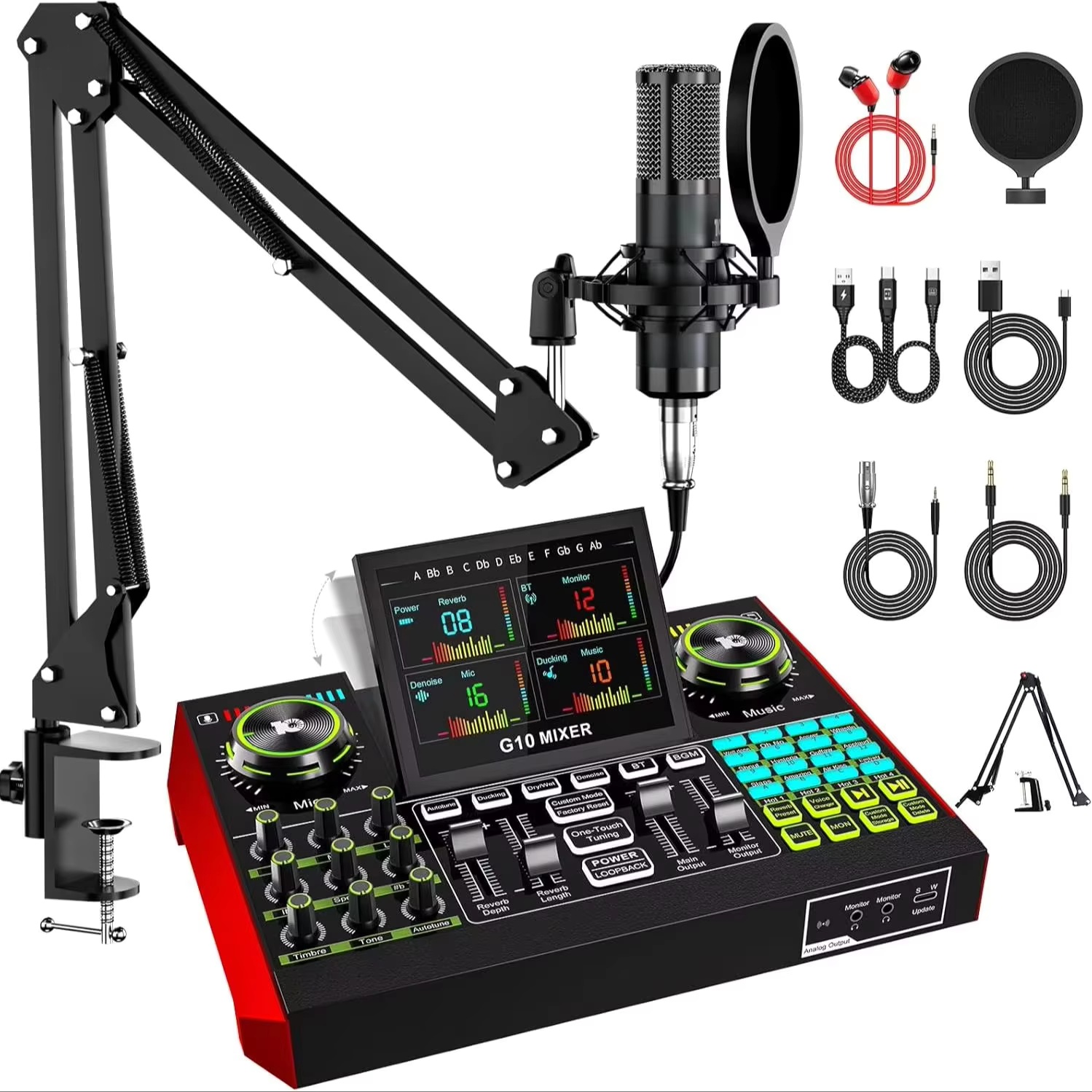 Audio Music Mixer - Tenlamp G10 Canlı Yayın Ses Arabirimi