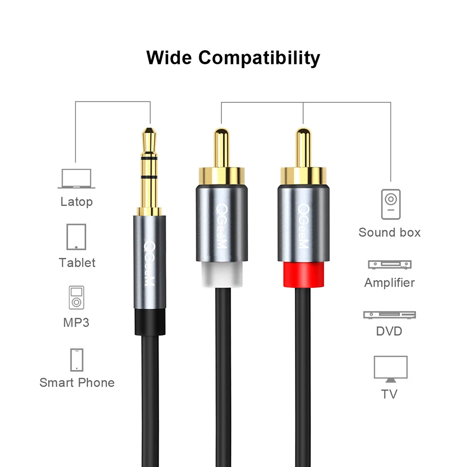 QGeeM RCA Kablosu 2RCA - 3.5mm - Audio Music Mixer incelemesi ve fiyatı